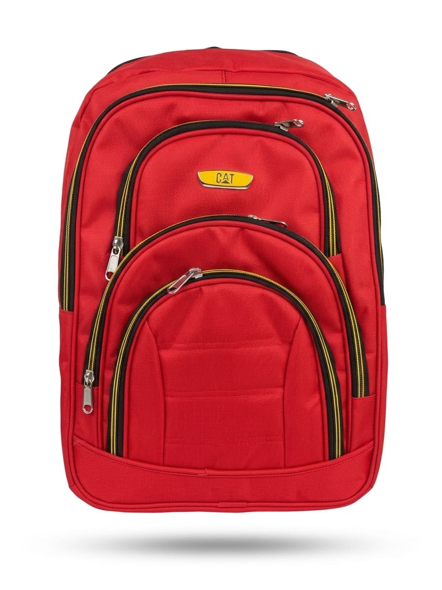 VIBRANT RED CAT CATERPILLER SCHOOL AND COLLEGE BAG